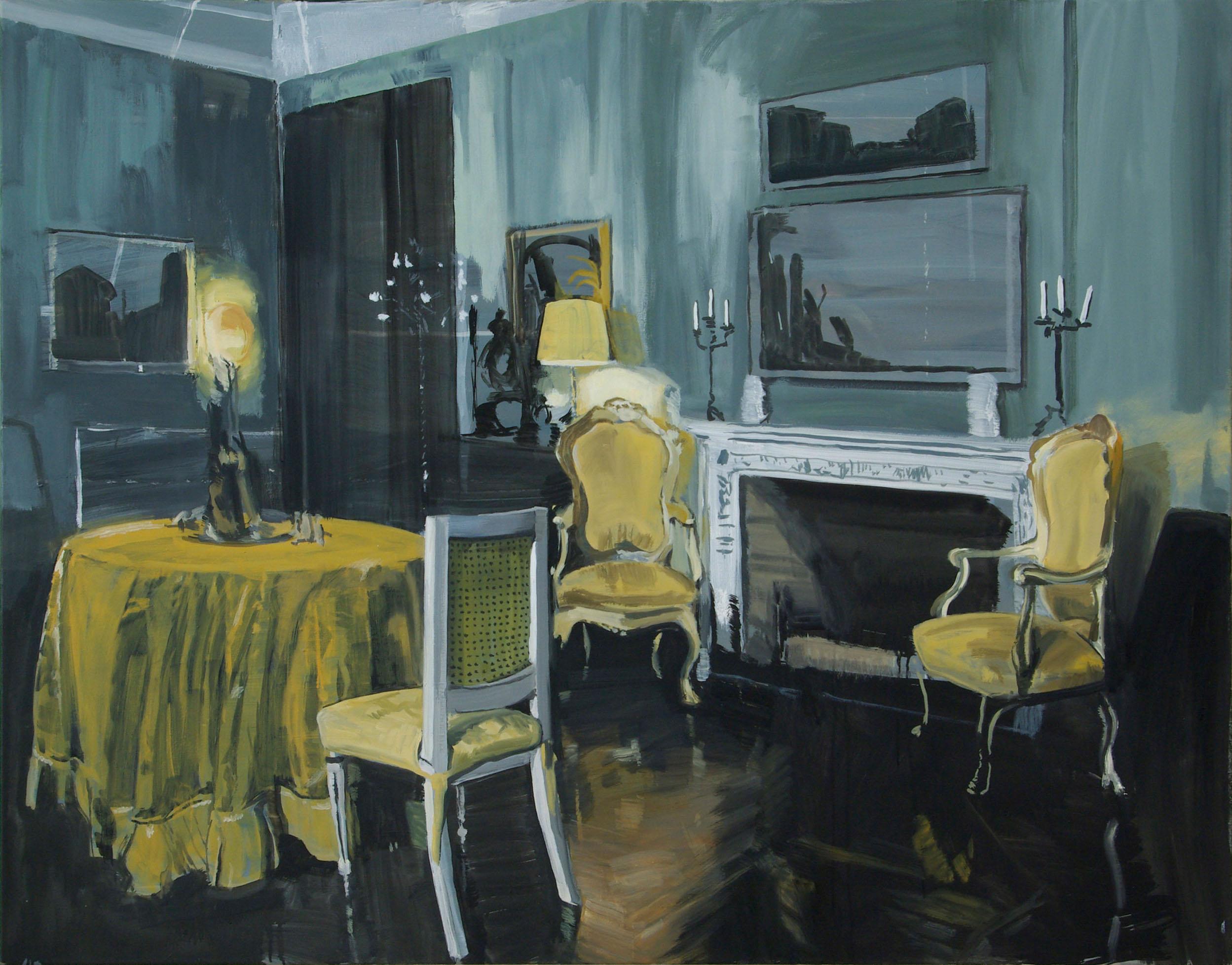 Blauer Salon, 2010, Öl auf Leinwand, 110 x 140 cm