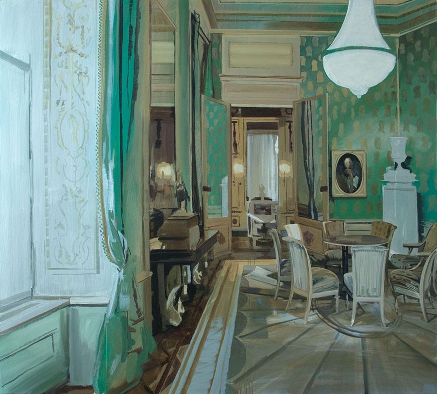 Grüner Salon, 2009, Öl auf Leinwand, 180 x 200 cm