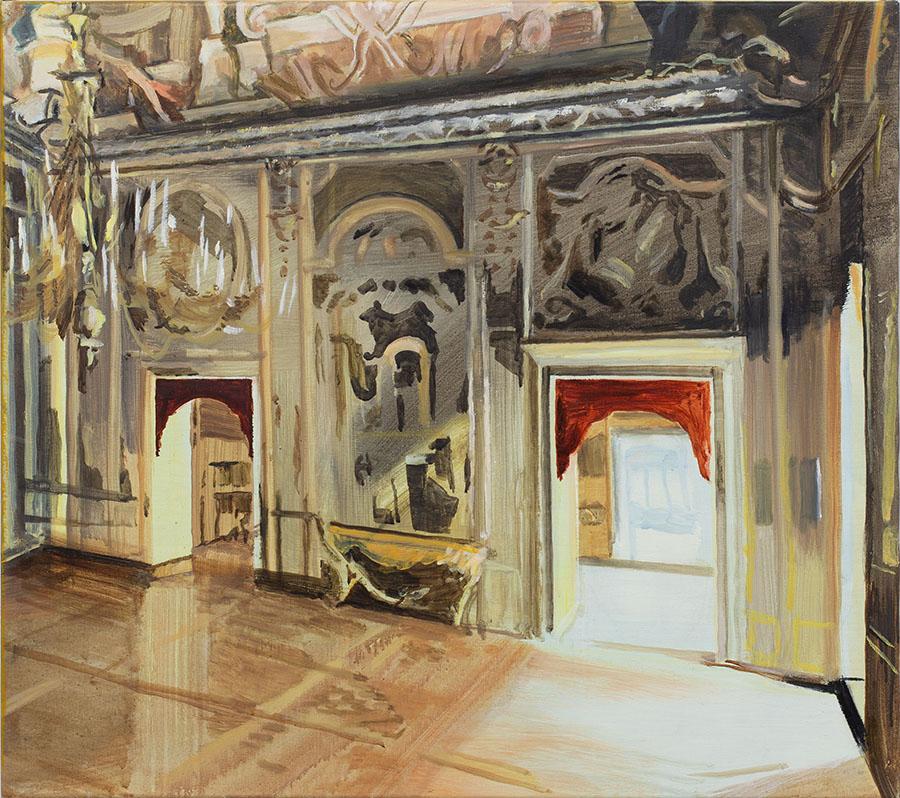 Nach Palazzo Carigniano, 2021, Öl und Ölkreide auf Leinen, 73 x 82 cm