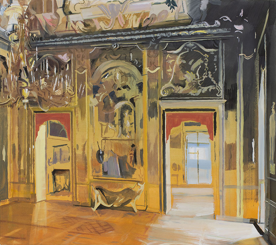 Palazzo Carigniano, 2021, gouache, ink, crayon on paper, 57 x 64 cm