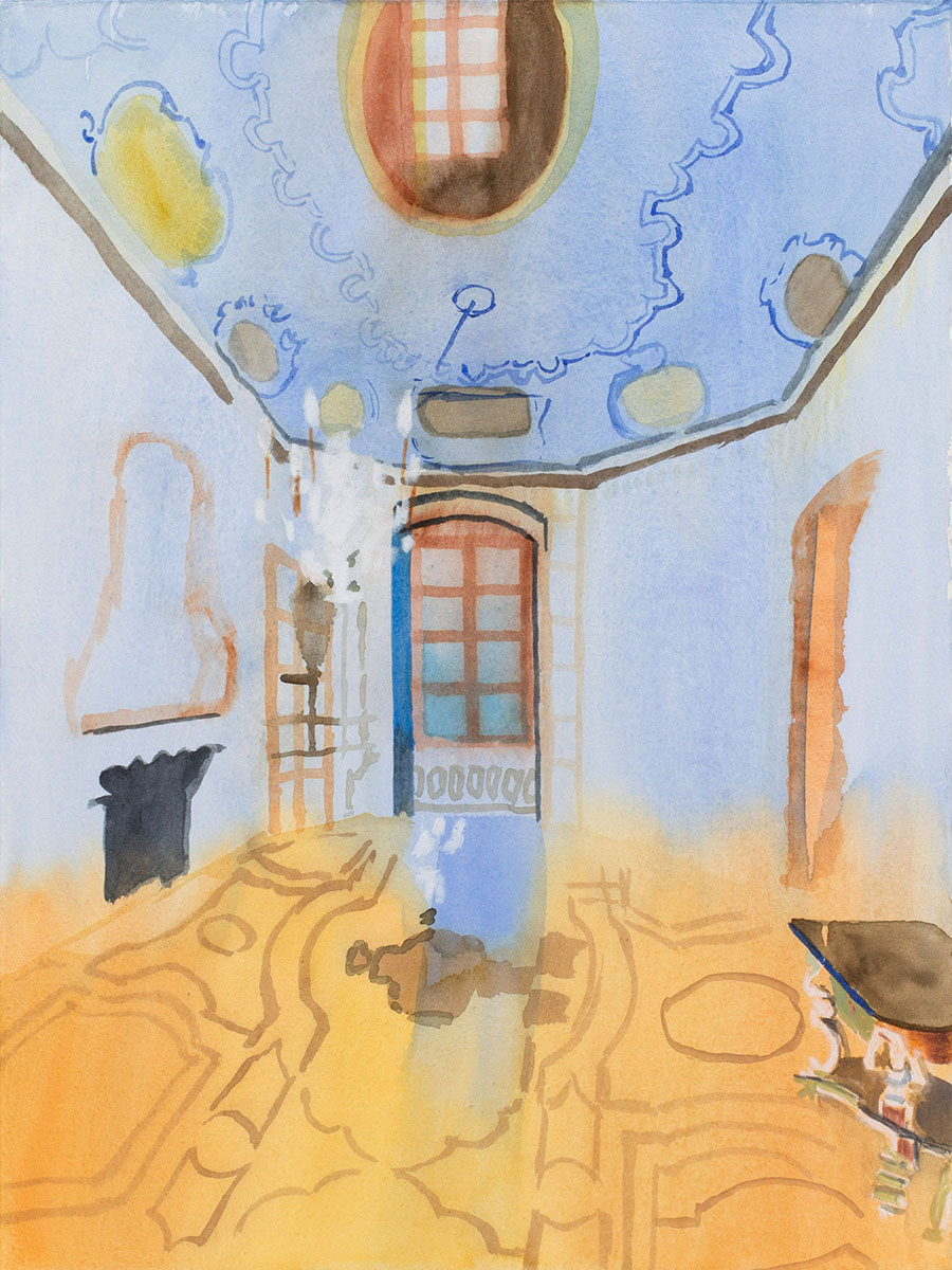 Weissenstein, 2022, watercolor and crayon on paper, 38 x 28.5 cm